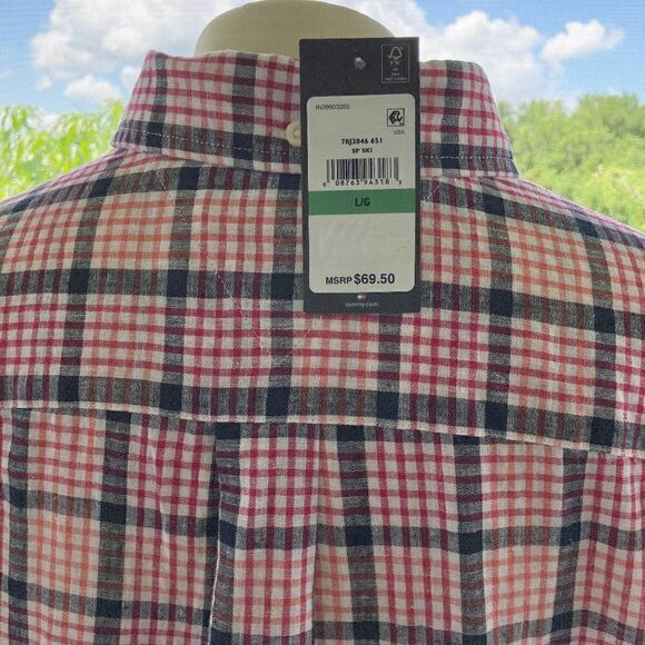 Tommy Hilfiger Men's short sleeve plaid button down shirt NWT size large - Picture 5 of 6